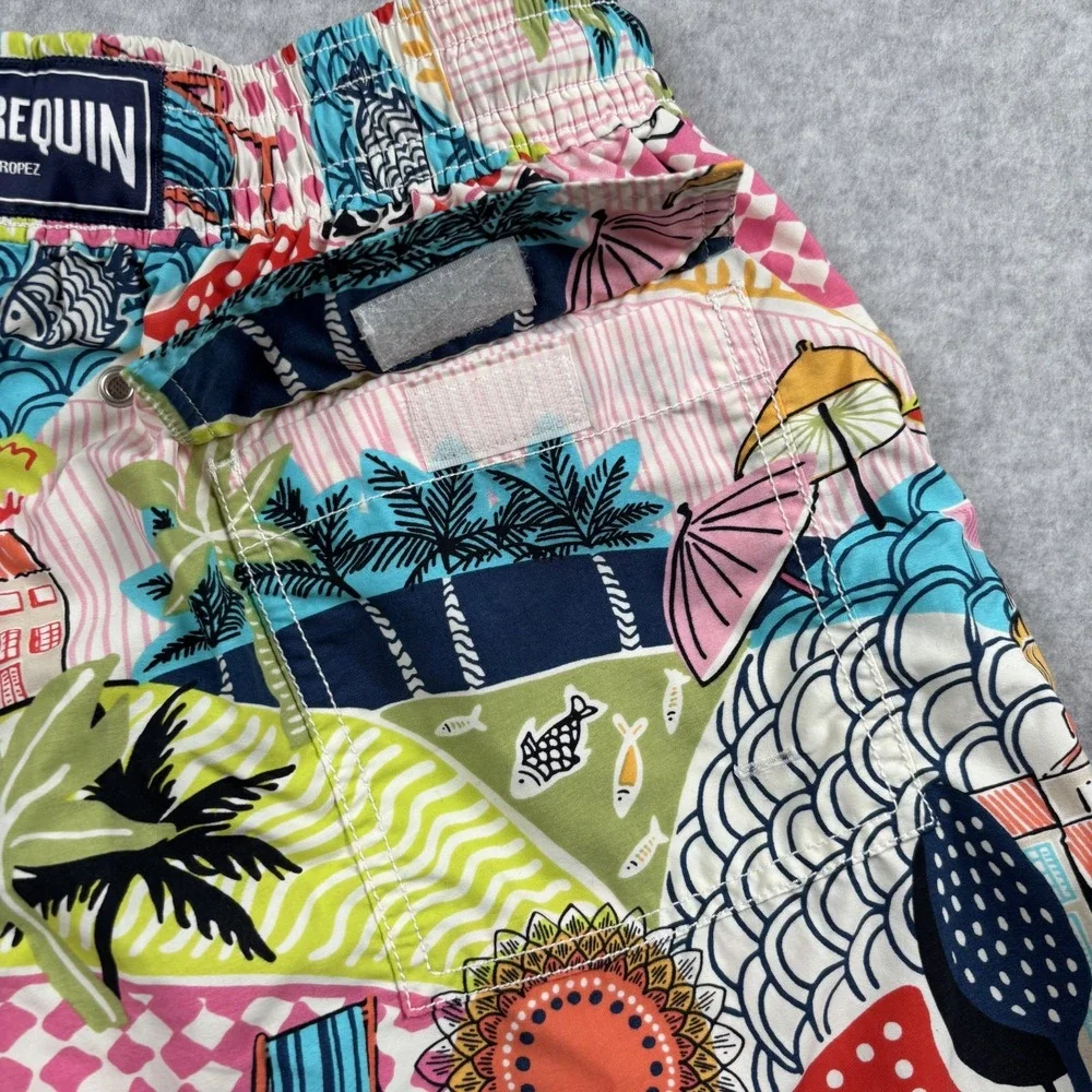 Vilebrequin Saint Tropez Les Plages Men's M Swim Trunks Board Shorts Lined